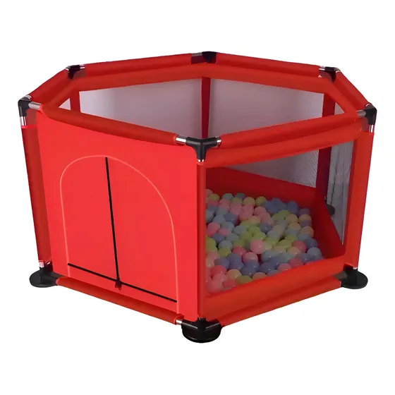 Valla De Juego Para Bebes, Corral De Seguridad, Color Rojo Diseño De La Tela Liso