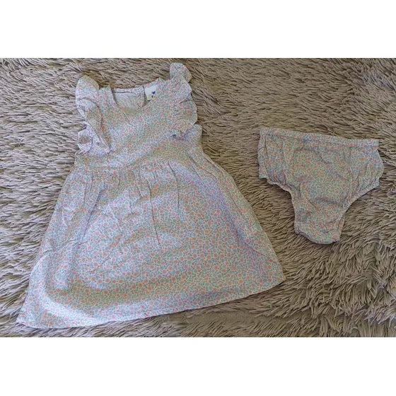 Conjunto Vestido + Bombacha Cubre Pañal Bebe Beba Bas