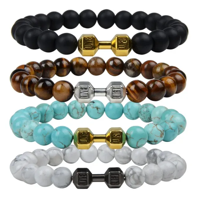 Pulsera De Piedra Volcánica Dije Mancuerna Caballero Hombre