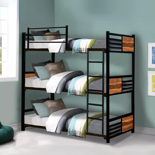 Litera Triple Cama Individual Base Para Colchon Con Cabecera Litera Triple Cama Individual Base Para Colchon Con Cabecera