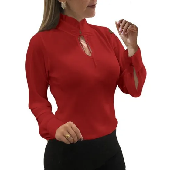 Blusa Manga Larga Chifon Talla S