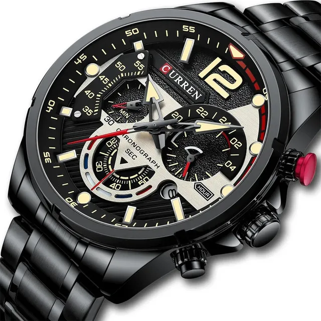 Reloj Curren 8395 Para Hombre Color Negro Acero Inoxidable