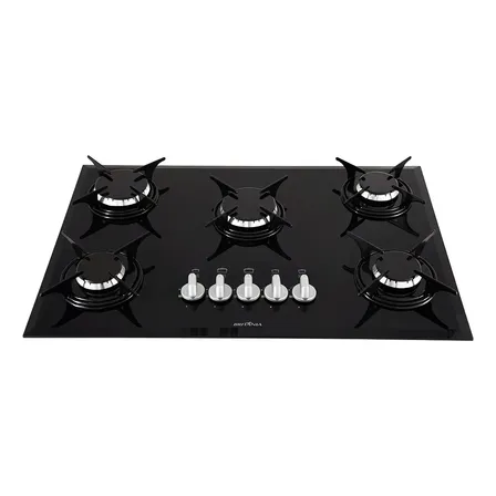 Cooktop Britânia Bct5p 5 Bocas A Gás Preto De Embutir Bivolt 127/220v