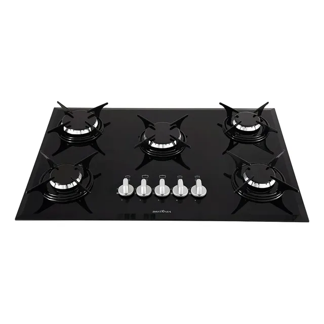 Cooktop Britânia BCT5P 5 Bocas a Gás Preto de Embutir Bivolt