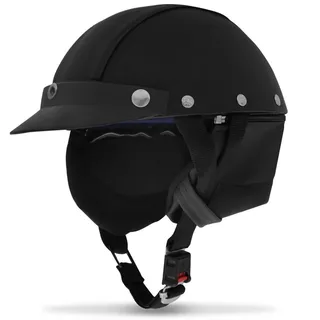 Capacete Couro Coquinho Pro Tork Custom Bike Moto Cor Preto Capacete Couro Coquinho Pro Tork Custom Bike Moto Cor Preto