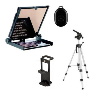 Teleprompter Com Controle + Suporte P/ Smartphone + Tripe Nf Teleprompter Com Controle + Suporte P/ Smartphone + Tripe Nf