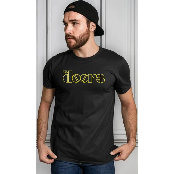 Camiseta Camisa The Doors Banda De Rock Estampa Em Relevo