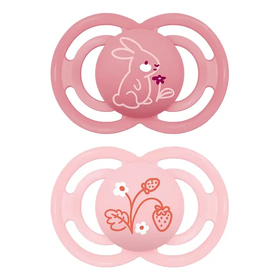 Kit Com 2 Chupetas Perfect Rosa 16m+ Mam ® Menina Com Estojo