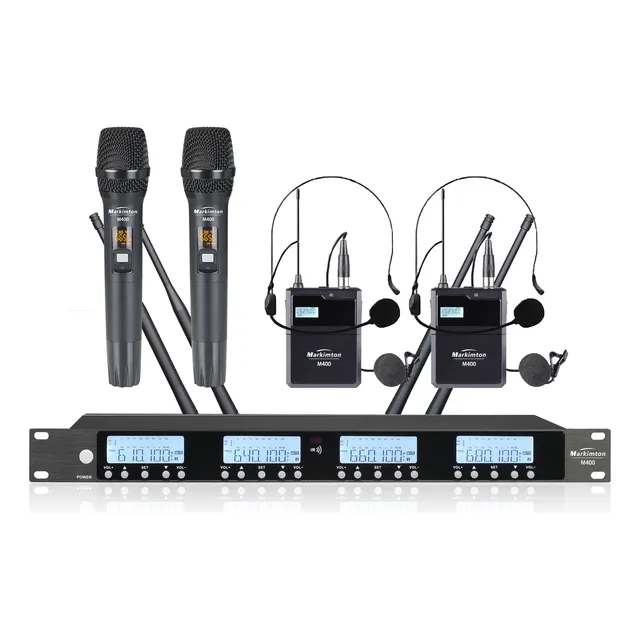 Sistema Microfonos Uhf Profesional Markimton 2m2b