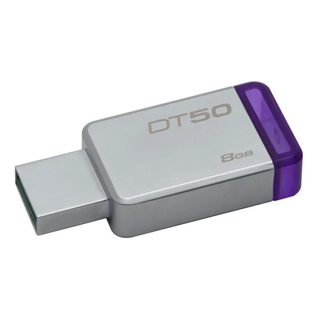Memoria USB Kingston DataTraveler 50 DT50 8GB 3.1 Gen 1 Plateado y Violeta