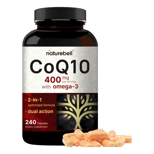 Suplemento Naturebell CoQ10 de 400 mg con Omega-3 240 cápsulas