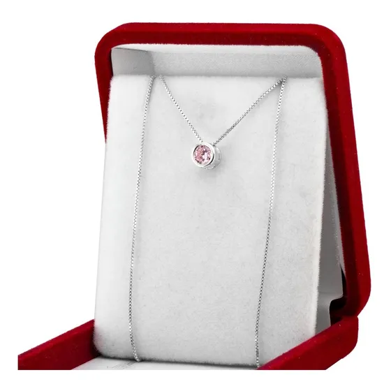 Cadena Con Dije Susanito Plata 925 Piedra Redondo Mujer 