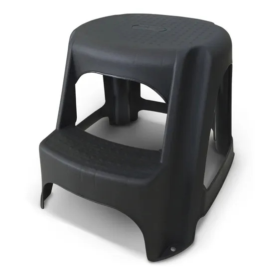 Banqueta Banco Taburete Escalera 2 Escalones Soporta 100 Kg. Acabado De La Estructura Plastico Color Negro