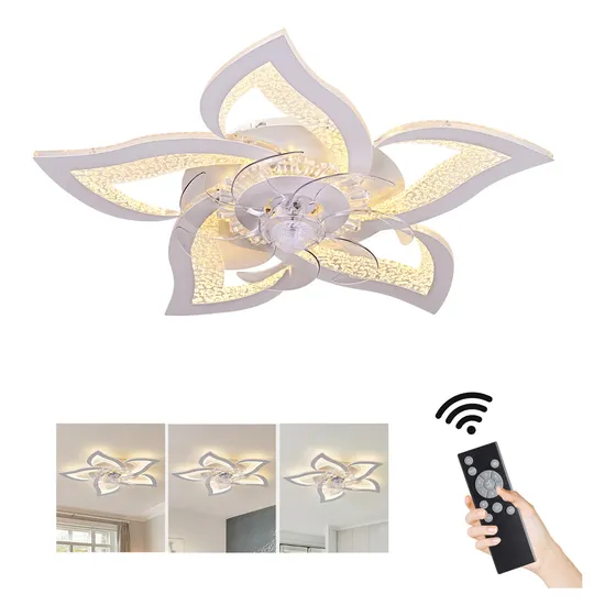 Ventilador De Techo Con Luces Garwarm Lampara De Techo Modernas Regulables Con Control Remoto Blanco