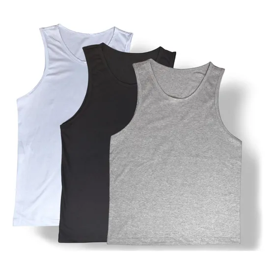 Kit Camisas Masculinas Regatas 100% Algodão Premium 3 Peças