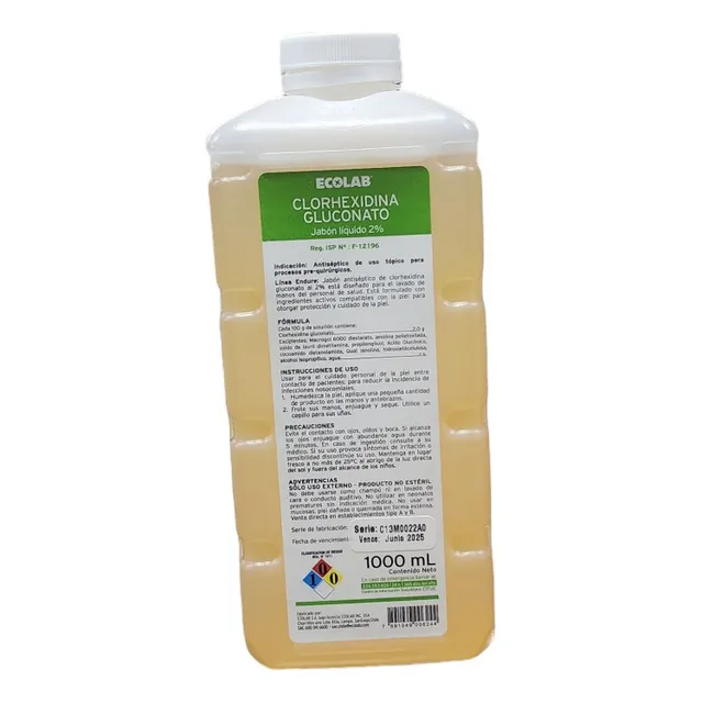Clorhexidina Gluconato Jabon Liquido 2% 1litro Ecolab