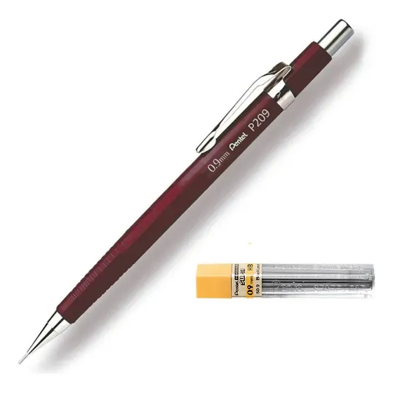 Lapiseira Pentel Sharp P209 0,9mm Vermelho Cores Japonesas
