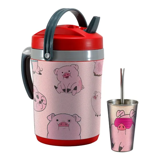 Set Terere Termo Vaso Bombilla, Chancho Pato