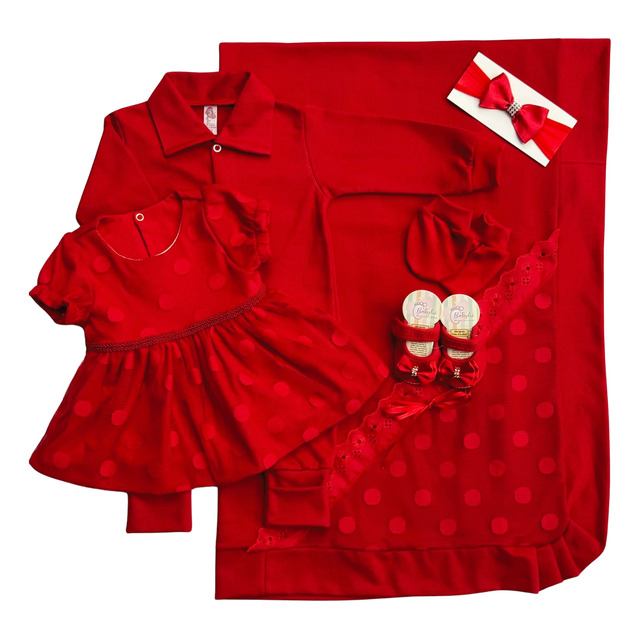 Saida De Maternidade Feminina Vermelha De Bola Kit Completo Saida De Maternidade Feminina Vermelha De Bola Kit Completo