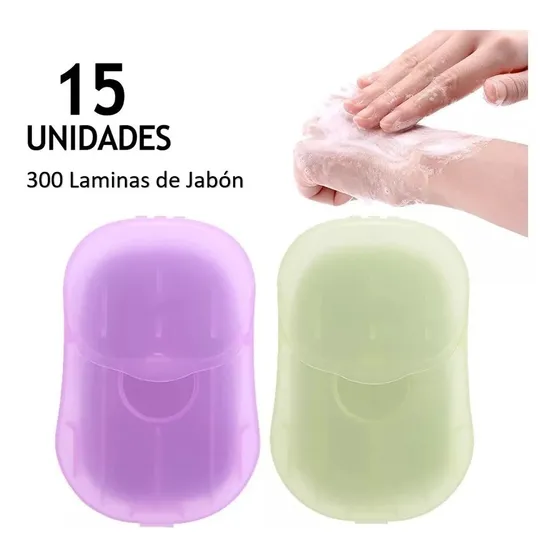 Jabón En Laminas Portátil Viaje Jabonera 20 Laminas Pack 15