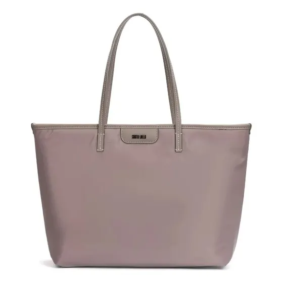 Bolsa Shopper Nylon Cinza Alça De Ombro Desenho Do Tecido Lisa