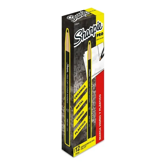 12 Marcadores Lapiz Cera Color Negro Sharpie Regreso Clases