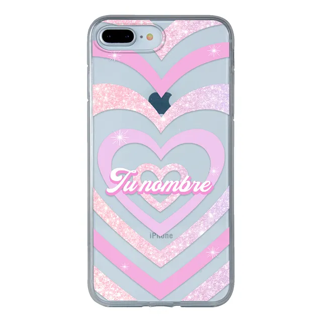 Funda Para iPhone Para Mujer Corazón Rosa Con Tu Nombre
