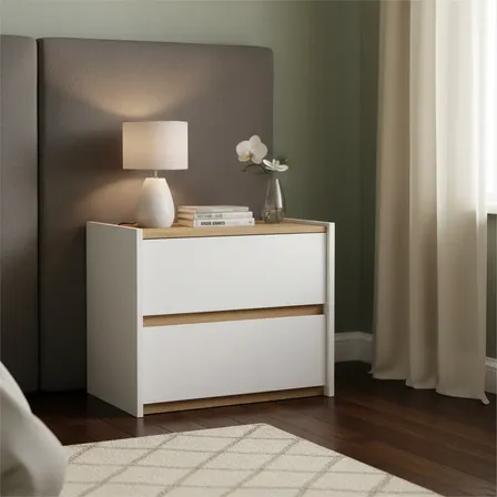 Mesa De Cabeceira Lateral Apoio Com Gavetas Quarto Retro Fosco Duo 325