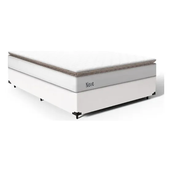 Cama Box Casal + Colchão De Molas Ensacadas Pillow Top Neve