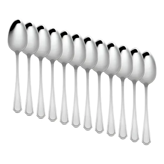 Juego Con 12 Piezas Cucharas Cafeteras Acero Inoxidable Lion Mango Plateado 2543