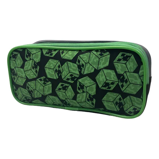 Estuche Escolar Doble Cierre Minecraft Mi83253 Color Verde