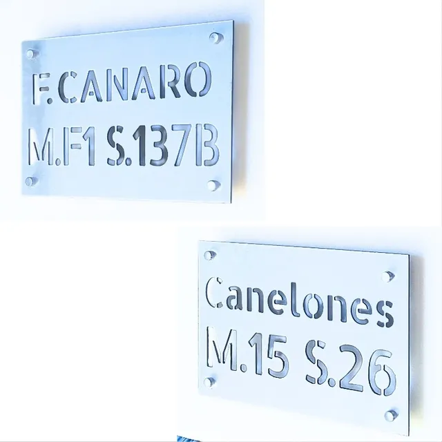 Cartel Dirección  Número De Puerta Calado Aluminio Compuesto