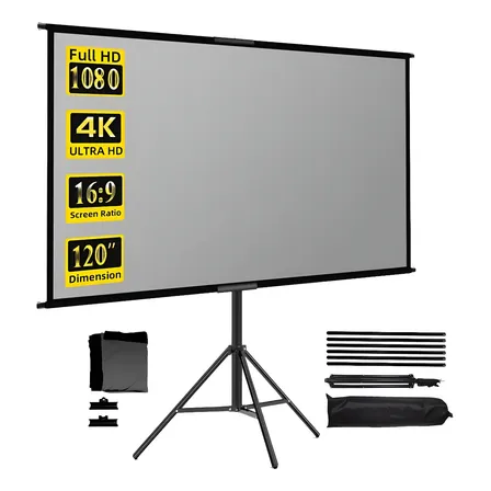 Tela Reflexiva Para Projetor Dobrável 120inch Com Suporte Preto