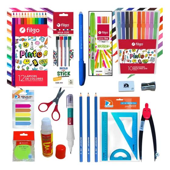Kit Útiles Escolares Primaria Secundaria Set Completo X 46