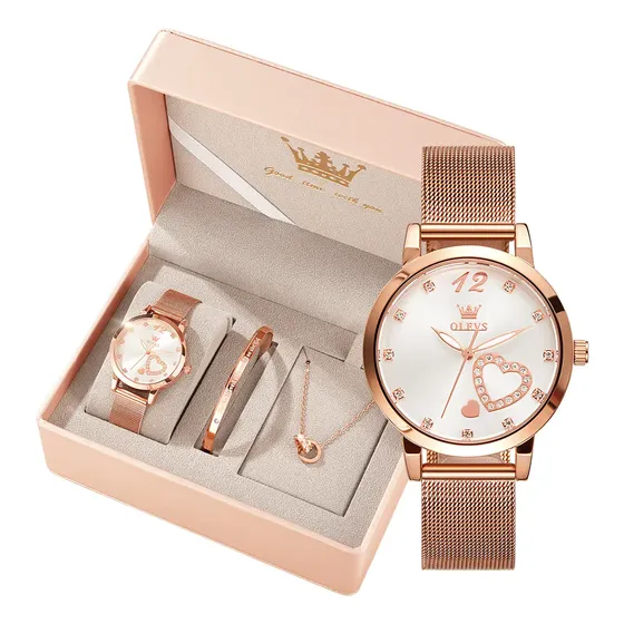 Relojes Elegante Regalo Para Mujeres Reloj Y Joyas 3 Piezas