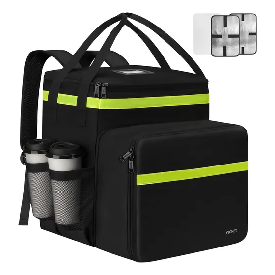 Mochila De Repartidor Termica, Mochila Delivery De Comida Y Pizza, Expandible Y Impermeable, Ytonet 6173 Color Negro