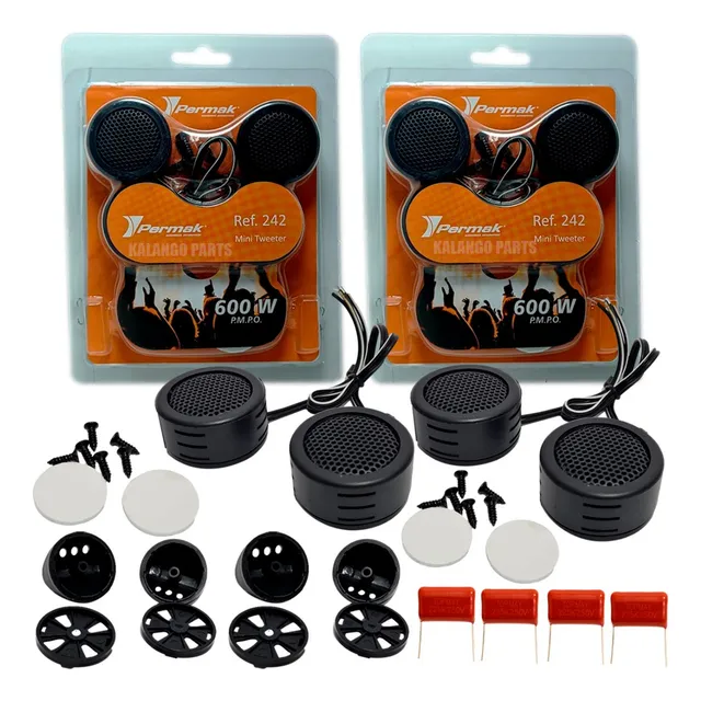 4 Mini Tweeter 600w Porta Coluna 4 Ohms Tweter + Capacitor