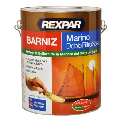  Sherwin Williams barniz marino rexpar doble filtro solar 20 lts acabado brillante color transparente