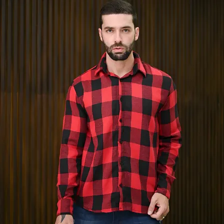 Camisa Social Xadrez Masculina Flanelada Algodão Inverno Fit