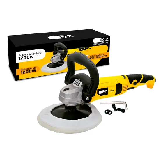 Politriz Angular Automotiva 7 Polegadas 1200w 500-4200rpm 220v Pz1000 Oz