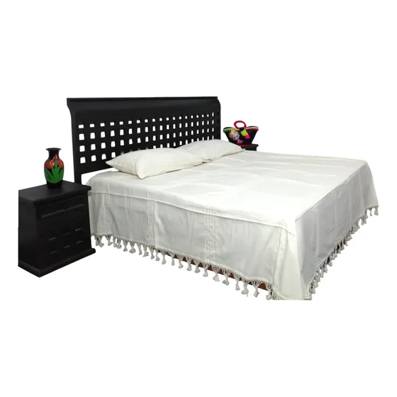 Elegante Colcha King Size Telar Artesanal Algodón Oaxaca Ks