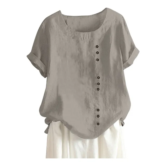 Mujer Tops Botones Sueltos Lino Tallas Grandes Daily Boho Ta