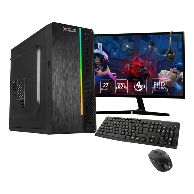 Xtreme Pc Gaming Computadora Intel Quad Core J5040 3.2 Ghz 16gb Ssd 250gb 2tb Monitor 27 Curvo Wifi Ultron Black