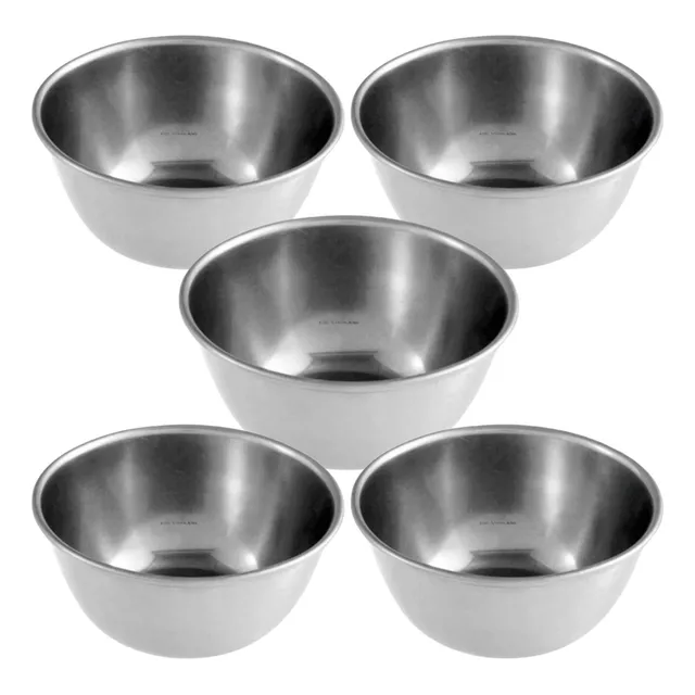 Kit 5 Cubas Redonda Inox Assepcia 9x4,5cm 200ml Odontológica