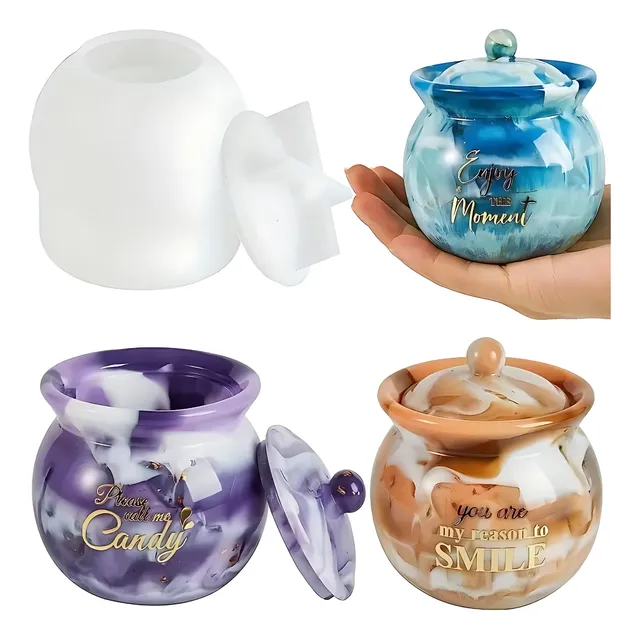 Molde Vasija Silicona Resina Epoxi Recipiente Joyería Diy