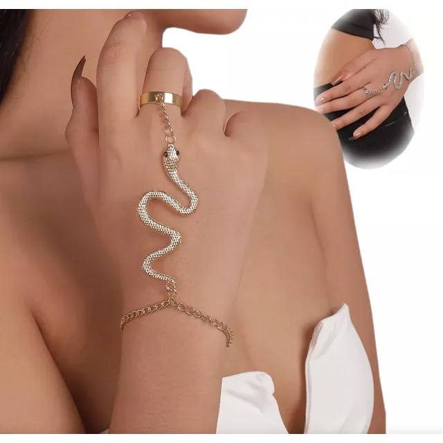 Pulseras Anillo Body Mujer Latido Serpiente Fashion Cristal