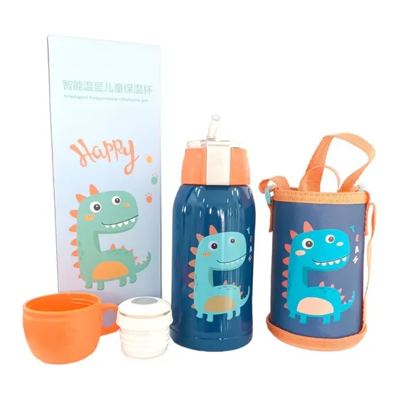 Termo Para Niños De Aluminio Digital Con Bolso Estuche