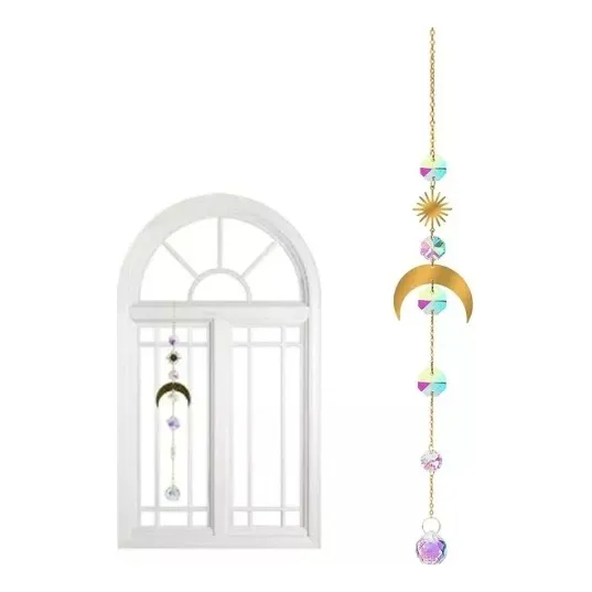 Atrapasoles Sueños Arco Iris Luna Colgantes Cristal