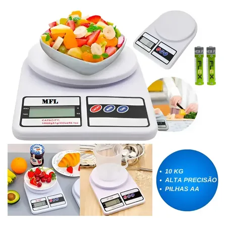 Balança Cozinha Digital 10kg Alta Precisão Dieta E Nutrição Capacidade Máxima 10 Kg Cor Branco Marca Mfl