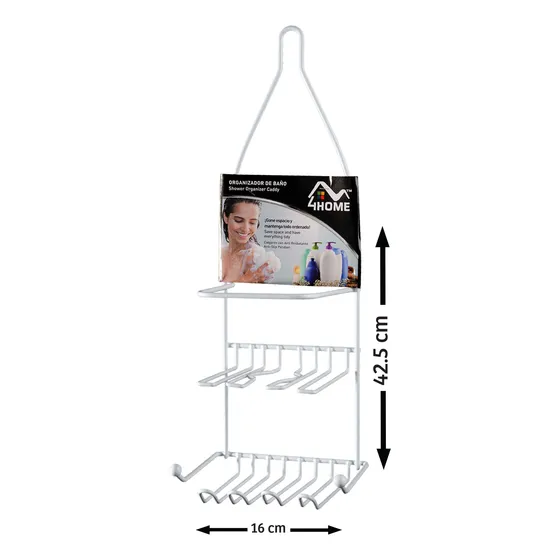 Organizador De Baño (16 Cm X 42.5 Cm)  Blanco. 4home.